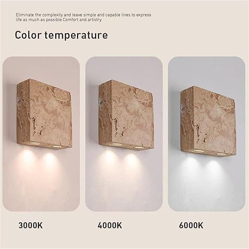 Miniatura 2 de Lámpara de pared LED de mármol, 2 luces, moderna decoración del hogar, lámpara de pared de granja para dormitorio, lámpara de pared de piedra