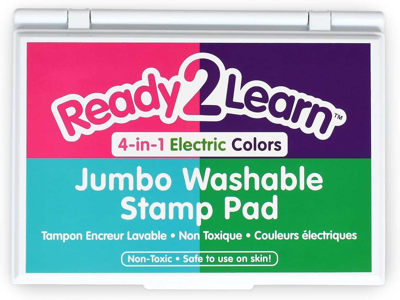 READY 2 LEARN Jumbo 4-in-1 Washable Stamp Pad - Electric - Non-Toxic - Fade Resistant - Decorate Scrapbooks, Posters and Cards