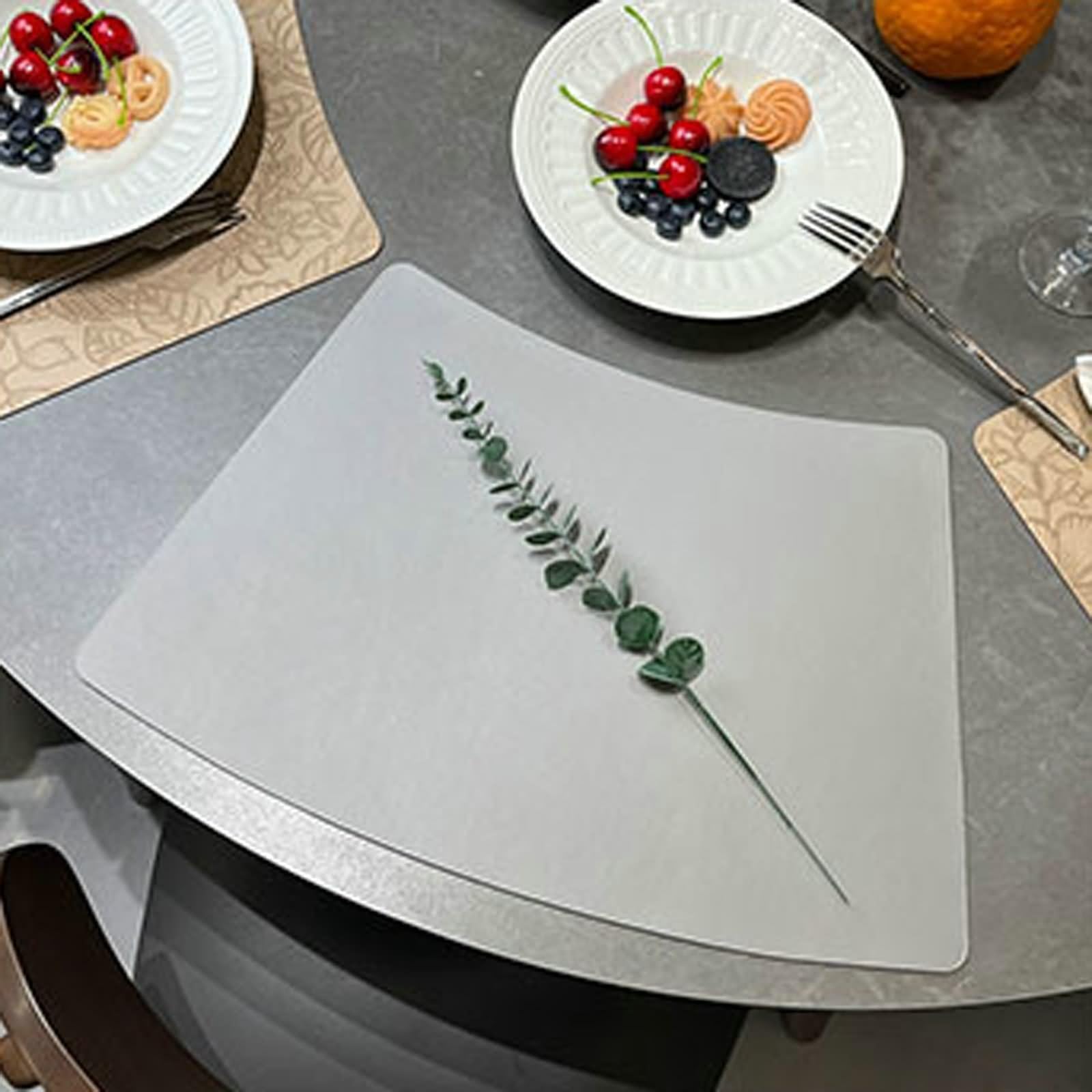 Platzset Grau 4er Set, Platzset Weihnachten Edel 30x33x48cm Sektor mit Blumenmuster, Doppelseitig Leder