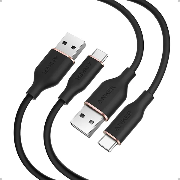 Anker Type C Cable，2 Pack USB A to USB C Flow Cord, Fast Charging for iPhone 17 16 or Max Plus and More (3FT, Black) 3ft Black 2