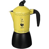 Bialetti Caffettiera Orzo Express, 2 Tazze, Pensata per preparare un Orzo Espresso, Non adatta a induzione, Giallo