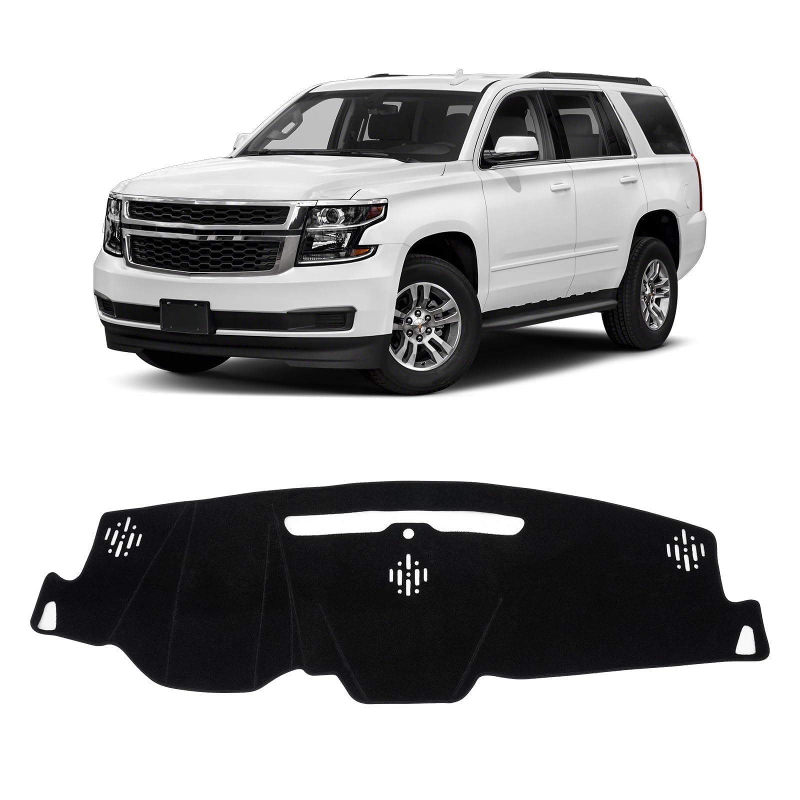 KUST Car Dash Cover for Chevy Tahoe/Suburban 2015-2019 2020 (LS, LT, LTZ), GMC Yukon/Yukon XL (SLE, SLT, Denali) Polyester Non-Slip Center Console Dash Cover Interior Accessories for Tahoe Black