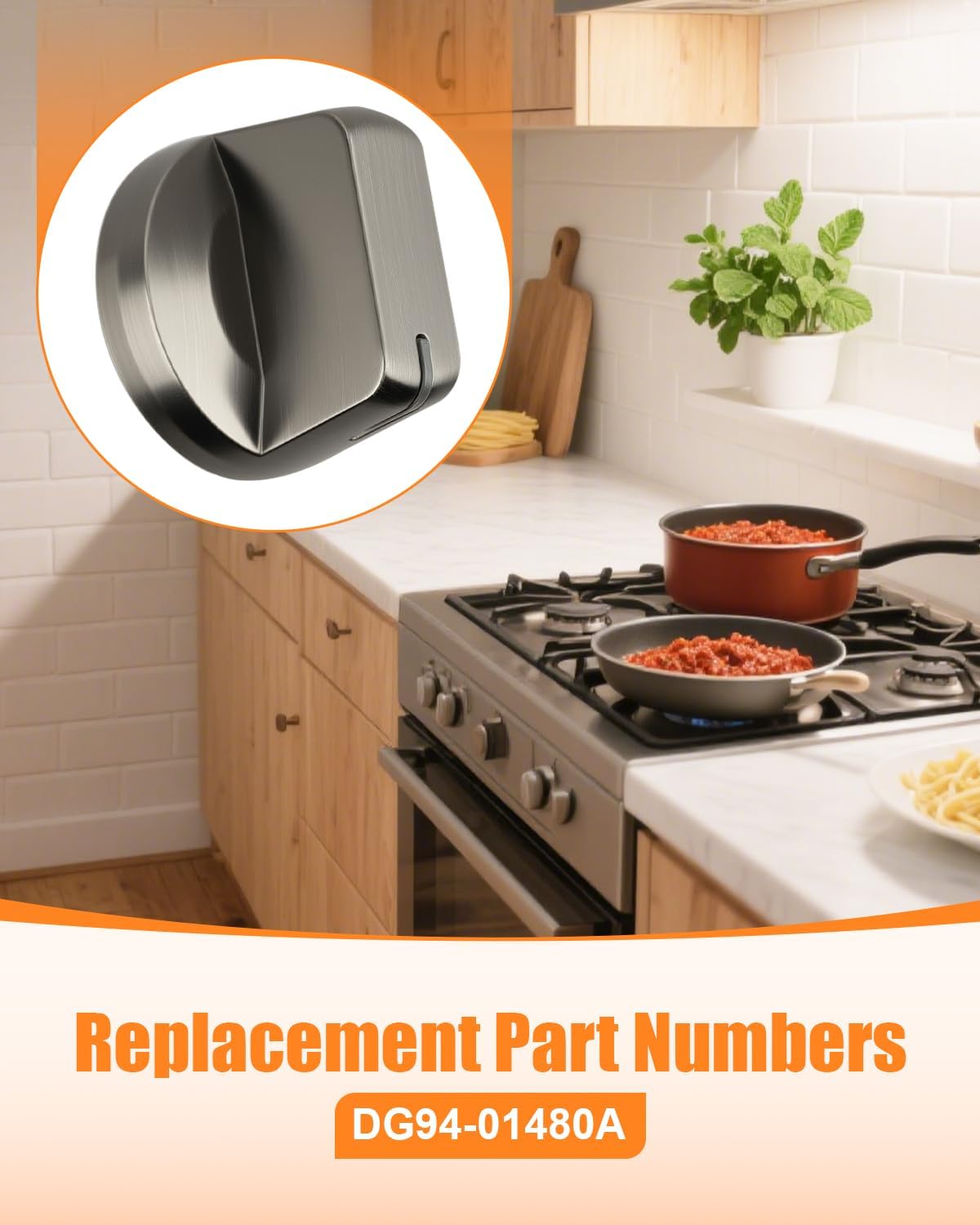 DG94-01480A Cooktop Burner Knob Fit for Samsung Range NZ30K6330RG/AA NZ36K6430RS/AA, Electric Stove Knob, 5Pcs