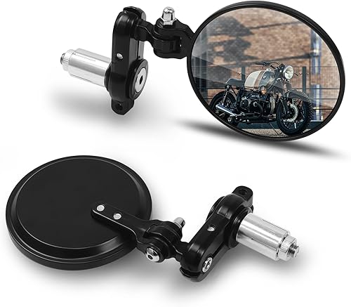 001-B Cafe Racer - Espejos plegables para motocicleta, retrovisor, color negro, para manillares de 7/8 pulgadas, compatibles con motos de calle,