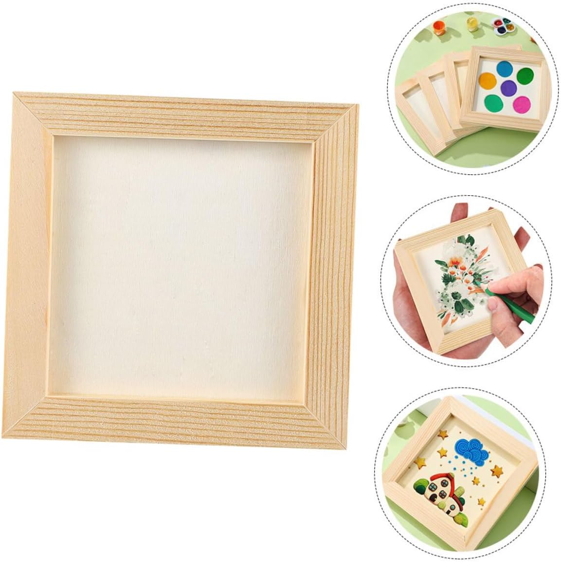 DIY Wood Picture Frames, 5pcs Craft Painting Photo Frames 16.5x16.5cm with Light Wooden Border, ’s Art Display for Boys and ’ Room Decor