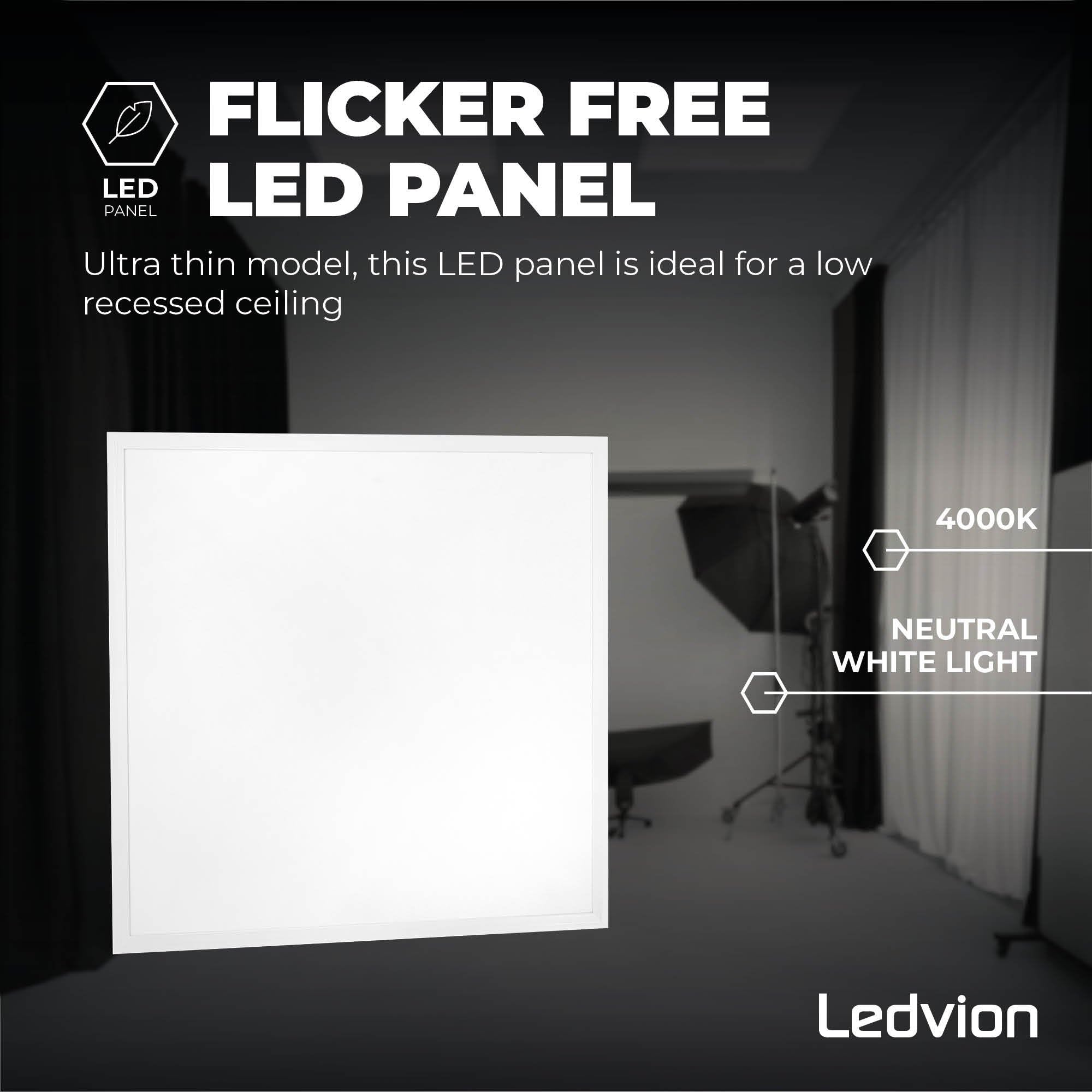 Ledvion - 6X Panel LED, 60x60, 24W, 6500K, 5040 Lúmenes, Luminaria Empotrada, Incluye Driver LED y Conector Rápido