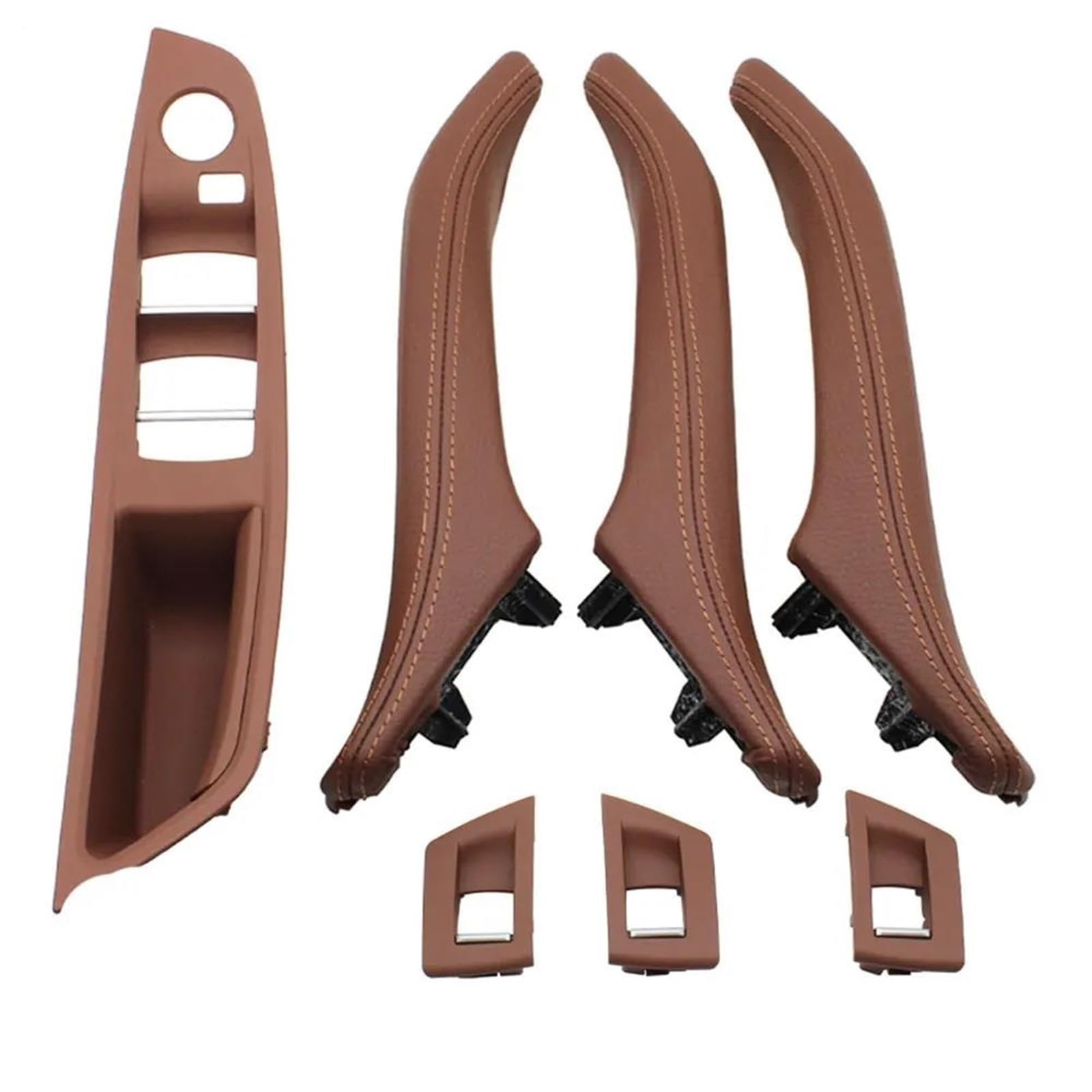 LVXVMOZEOK Interior Door Handle Armrest for 5 Series for F10 for F11 for 520 for 523 for 525 for 528 7PCS LHD Interior Lift Switch Armrest Cover Door Handle(B Brown 7PCS)