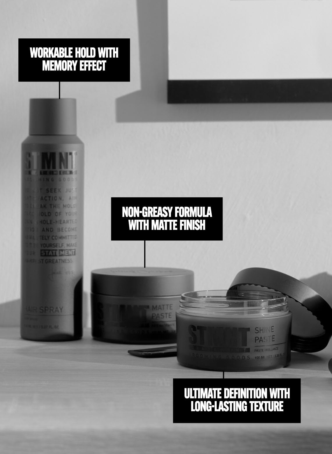 STMNT STATEMENT GROOMING GOODS Matte Paste - Cera per Capelli Uomo - Texture - Fissaggio Forte - Effetto Ultra Matt 100 ml