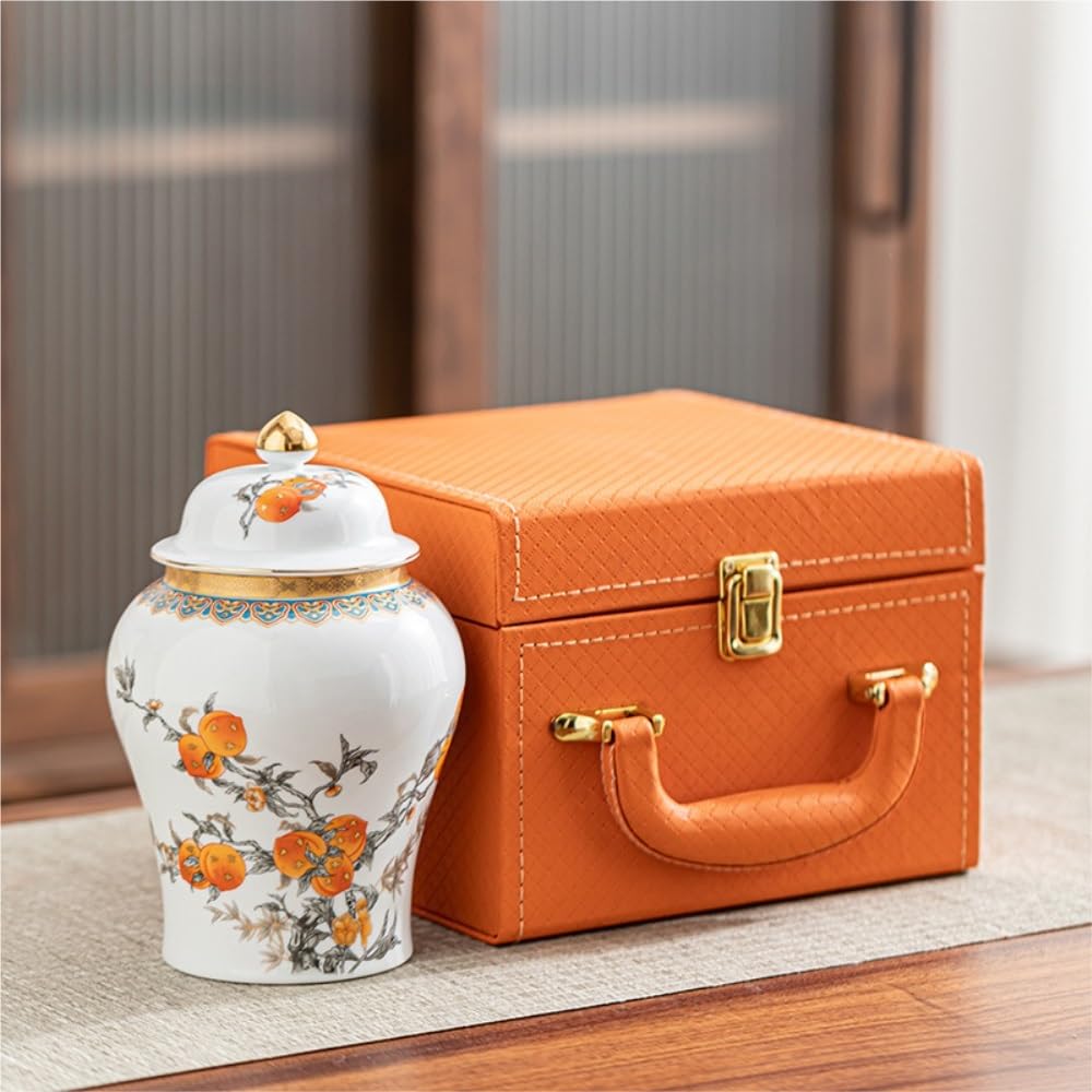 CMBSSTFC Pojemnik na herbatę Ceramiczny pojemnik do przechowywania luzem herbaty Słoik Kuchnia Zamknię słoik do przechowywania Vintage Teaware Pojedynczy/podwójny zestaw pudełek upominkowych Puszka na