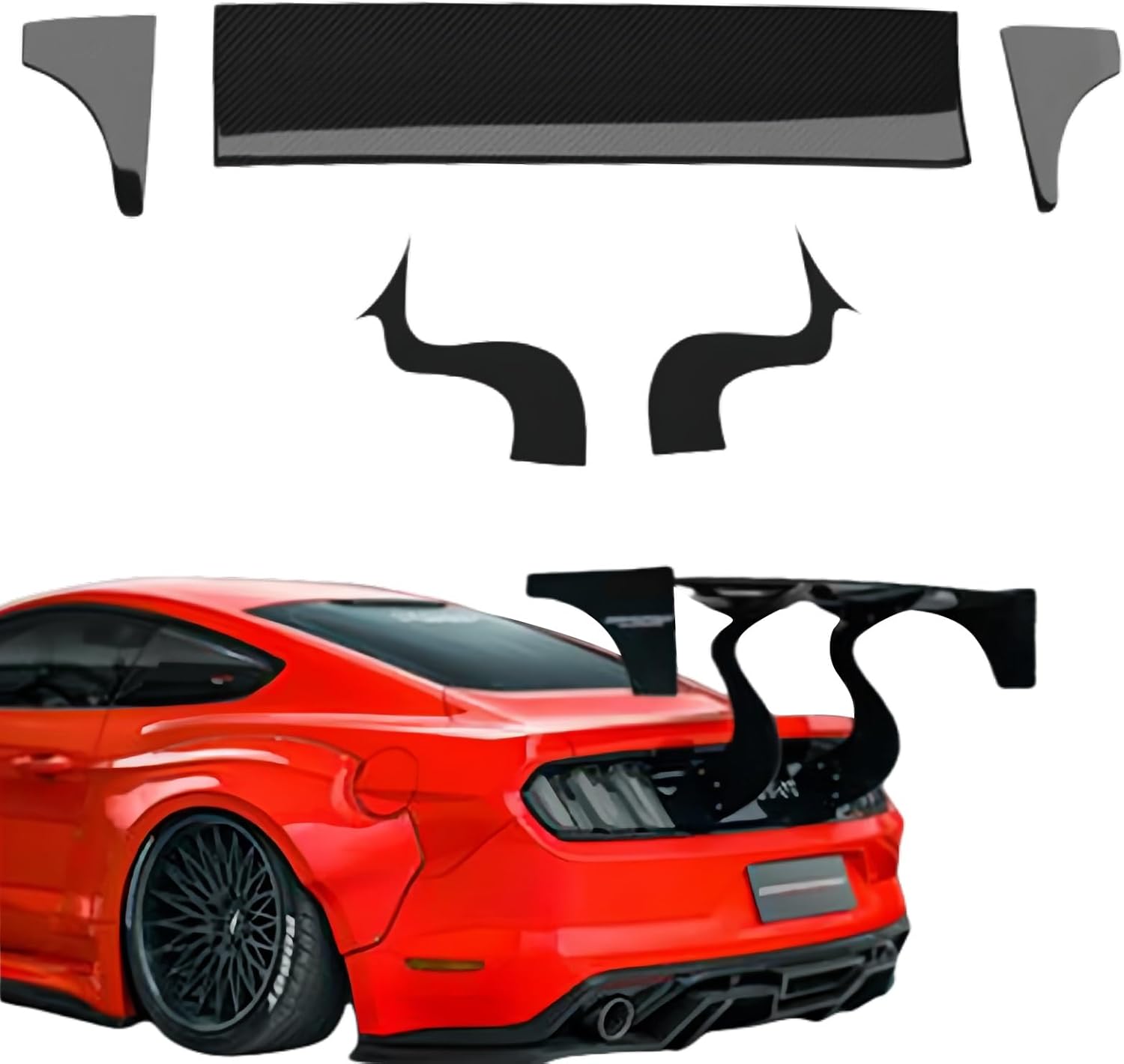Carbon Fiber Rear Wing Spoiler Compatible with Mustang 2015-2022 Rear Trunk Lip Spoiler Wing Vehicle Body Styling Kit