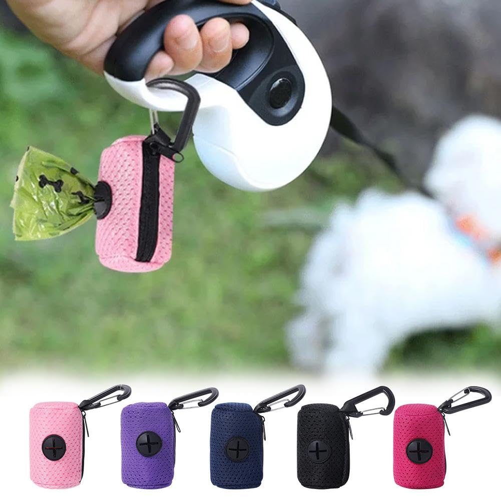 Distributeur de Sacs à déjections Canines en Maille, Support de Sac à déjections Canines, Support de Sac à déjections Canines à Suspendre pour raer Les déjections de Votre Chien Lors de Vos dépla