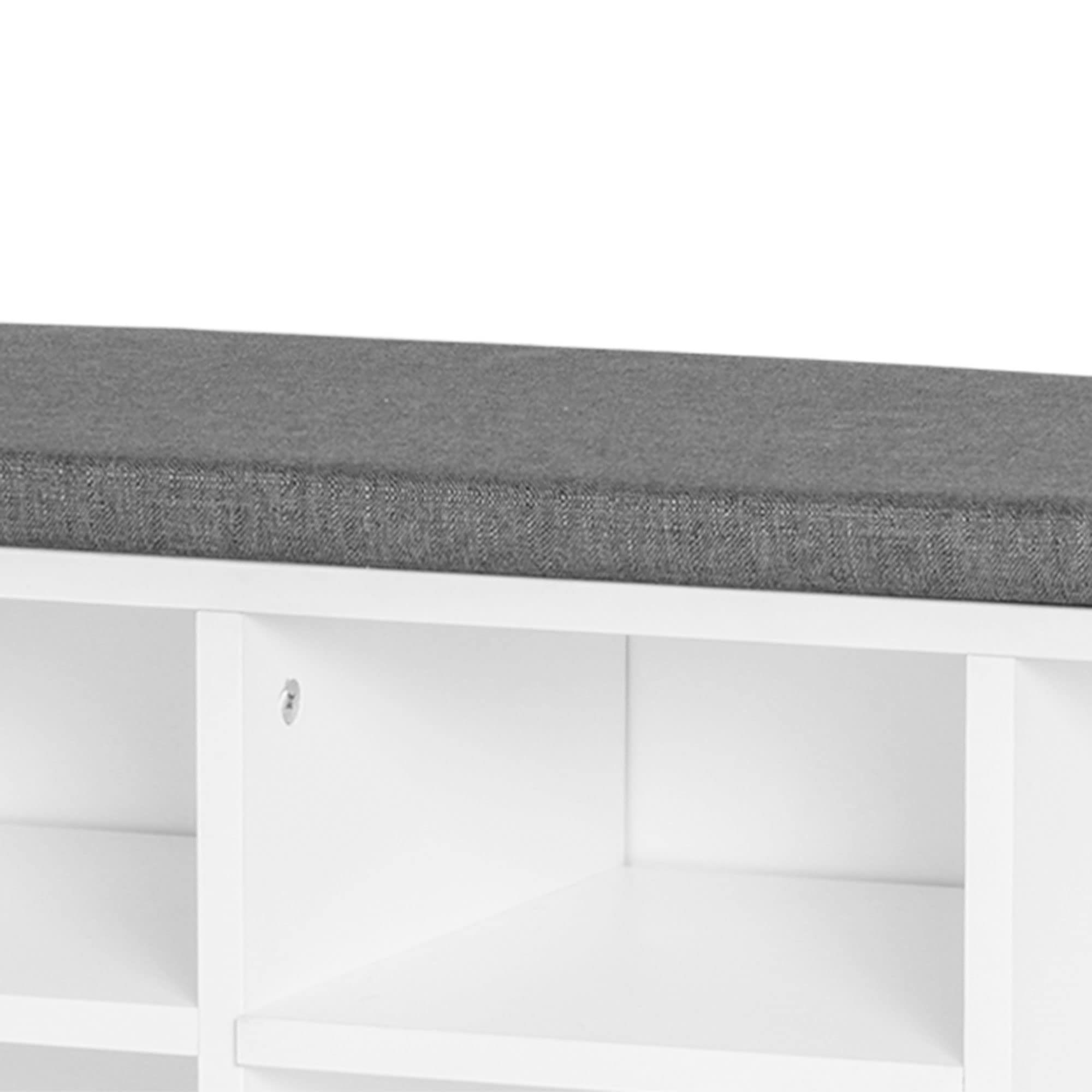 HOMCOM Scarpiera Panchina 8-10 Paia di Scarpe Bianco 104 x 30 x 48 cm | Scarpiera Bassa E Lunga, Ripiani Regolabili, Legno