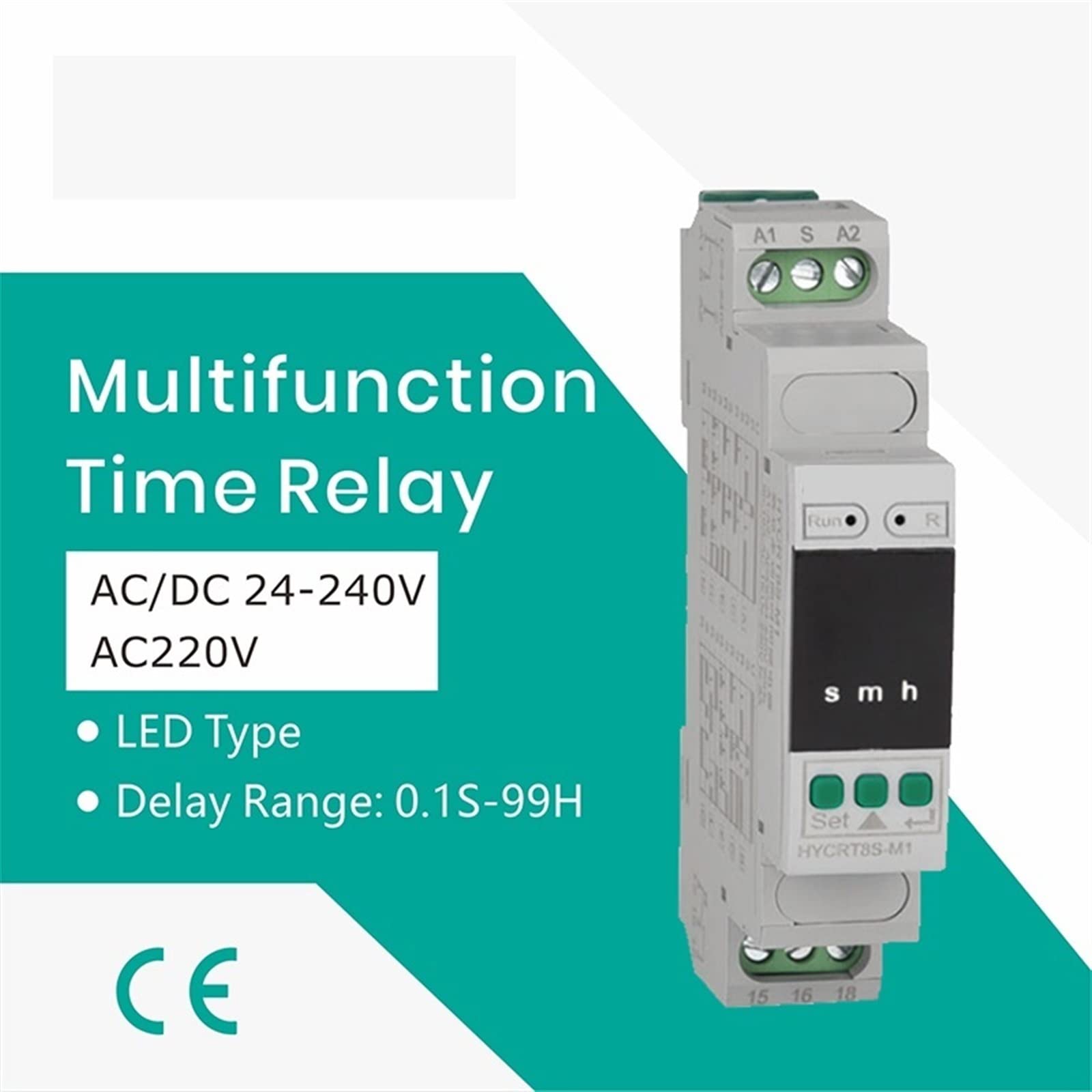 HYCRT8S-M Relè temporizzatore multifunzione con display digitale Tempo di conteggio elettronico professionale 24 ore 1 pz(Ac220v,HYCRT8S-M3)