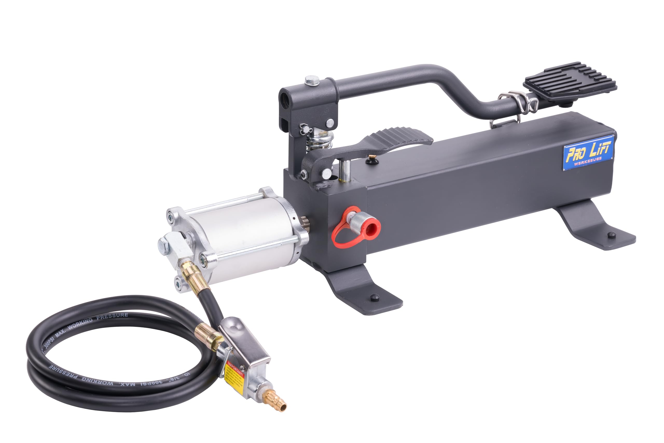 Hydraulikpumpe mit Fußpedal und Pneumatikantrieb Ölvolumen: 1000 cm³ Hydraulikpumpe 590 bar Arbeitsdruck hydraulic pump Druckzylinder