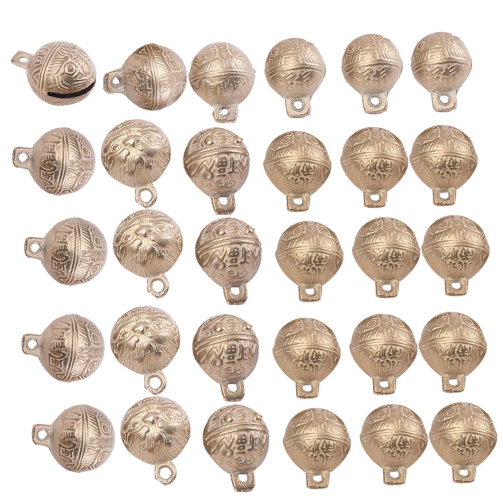 Supvox Copper 30Pcs Diy Small Tiger Head Bells Accessories Vintage Jingle Bells For Wind Chimes Jewelry Making And Holiday Home Decorations