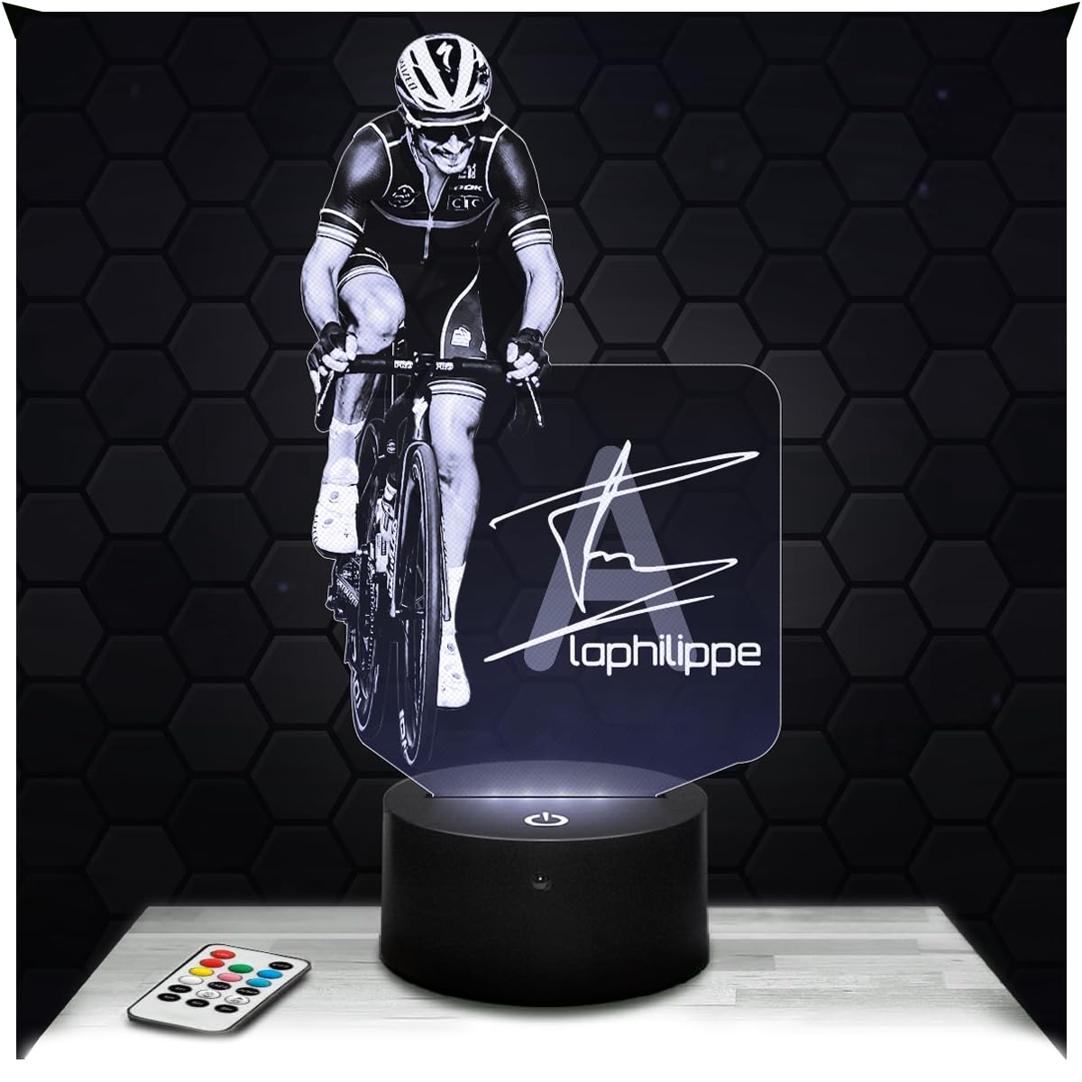 Lampephoto.fr - Julian Alaphilippe Cycling 3D Lamp Night Light 3D Lamp Decoration Bike Cyclist. Gift Idea for Men Julian Alaphilippe Cycling Adult Night Light Room Decor, Original Christmas Gift Idea