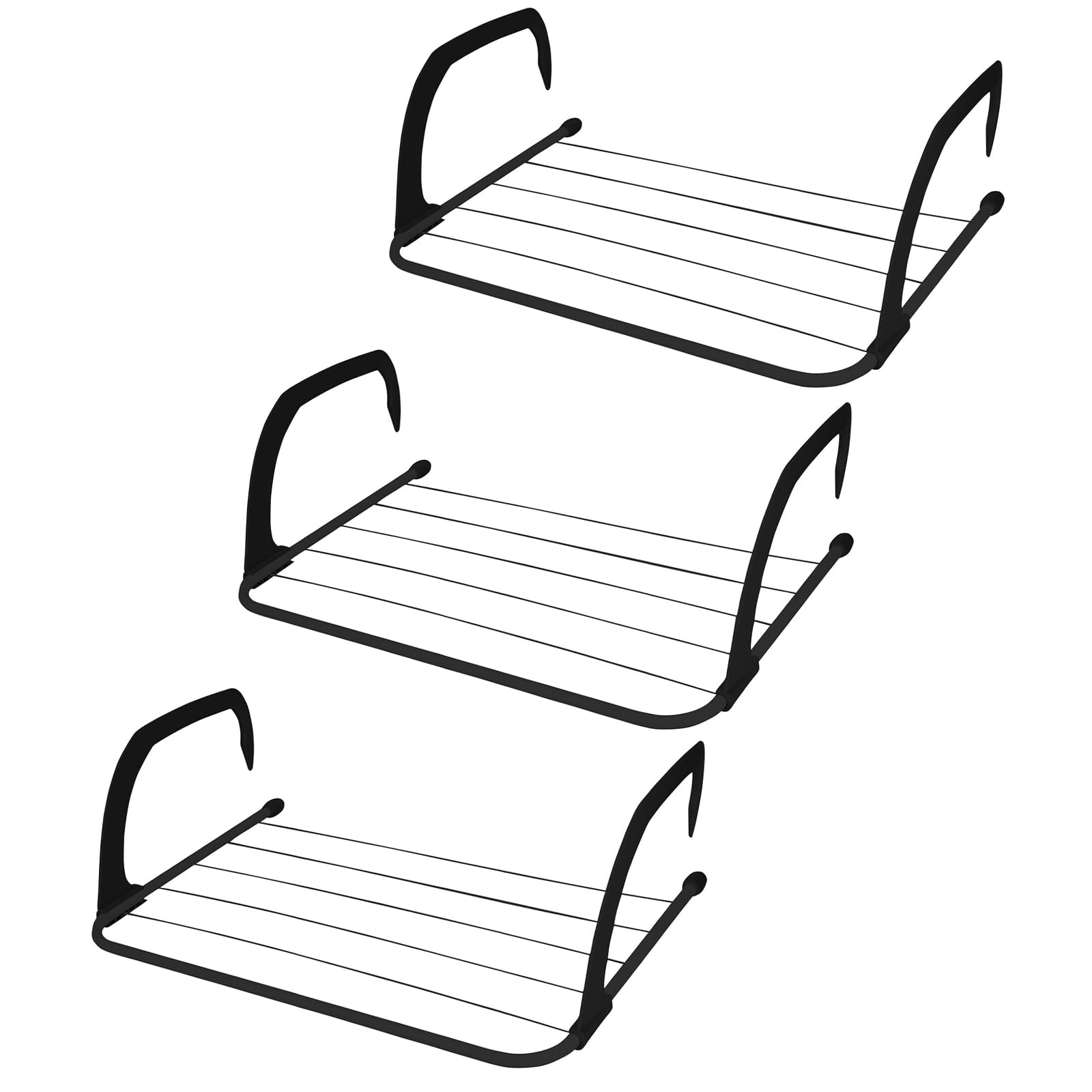 Pegs It Black Peg It Foldable Clothes Drying Rack (Pack Of 3) | 6 Bars Indoor Airers With Adjustable Arms | Over Radiator Clothes Airer For Caravans, Balconies, Windows, Doors