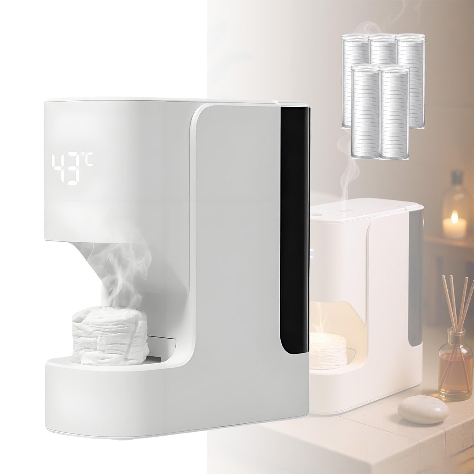 DzkZen Hot Face Towel Heater Machine Dispenser, Automatic Hot Towel Dispenser, 55°C Constant Temperature, 5-Second Warmth, For Spa Home, Salon, Gym, Pet Shop with100towels