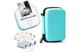 MEMOKING Mini Label Makers T02 Portable Sticker Printer Machine with 3 Rolls Paper and Case