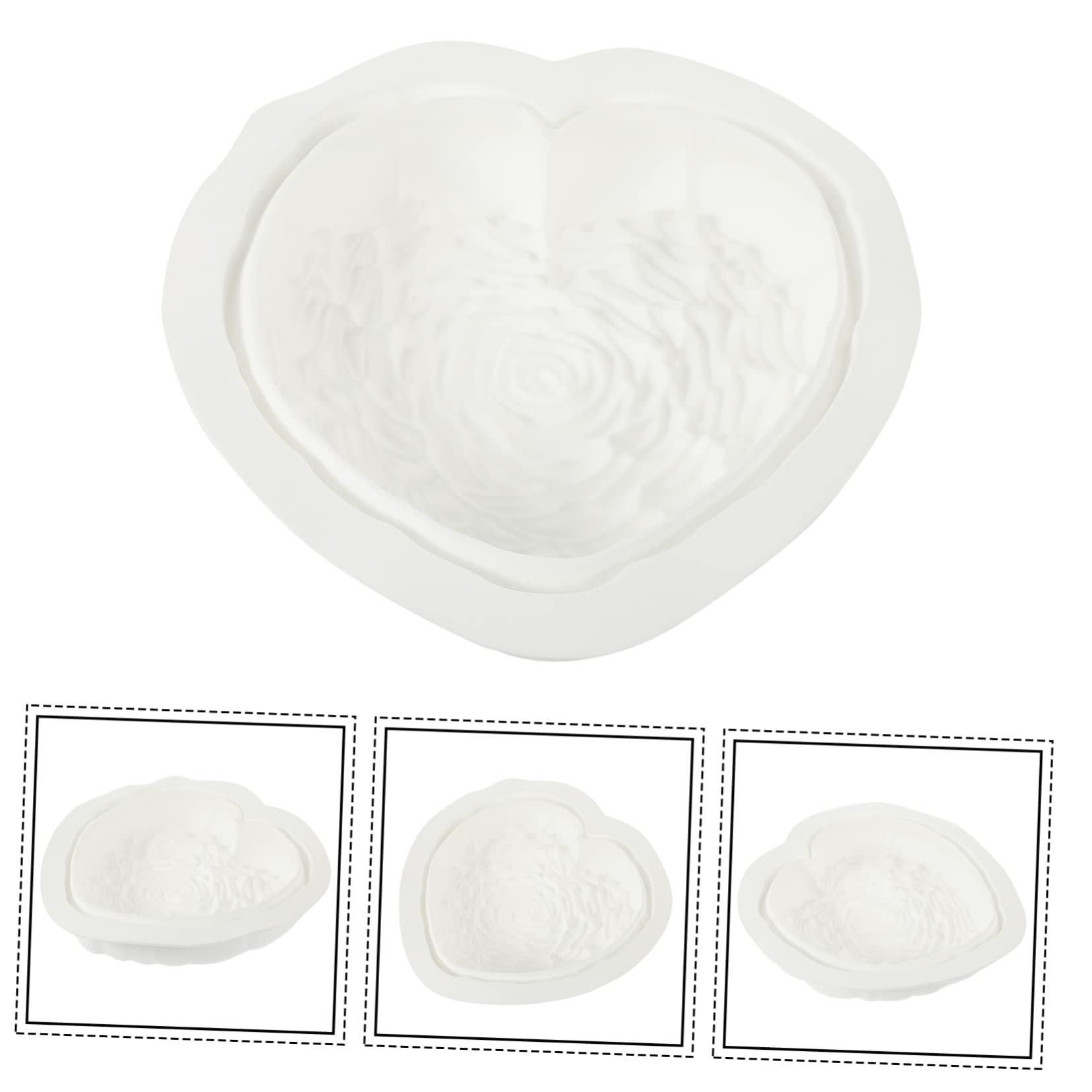 ULTECHNOVO 3 Pezzi muffa della rosa dell'amore a forma di stampo di cioccolato per fare torta stampo per torta cuore d'amore Forniture da cottura Gel di silice bianca