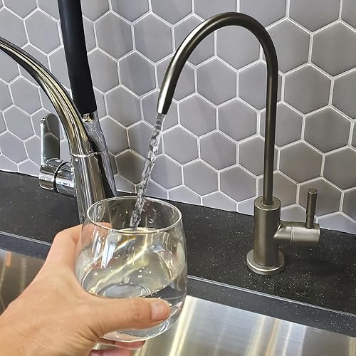 Miniatura 8 de BlueBay - Grifo de agua potable de cocina, 100% sin plomo para sistema de filtración de agua sin aire. Acero inoxidable de alta calidad 304, se
