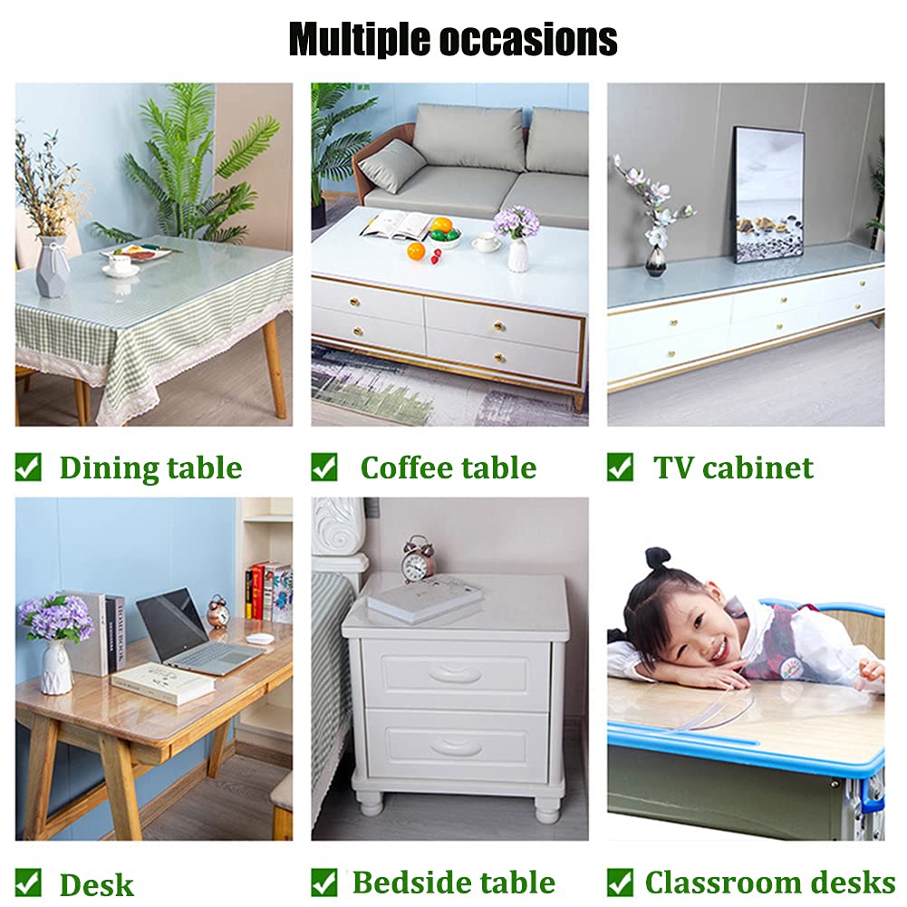 DongBao Protector de Mesa Transparente de 2 mm de PVC, Lavable, Mantel Transparente Rectangular