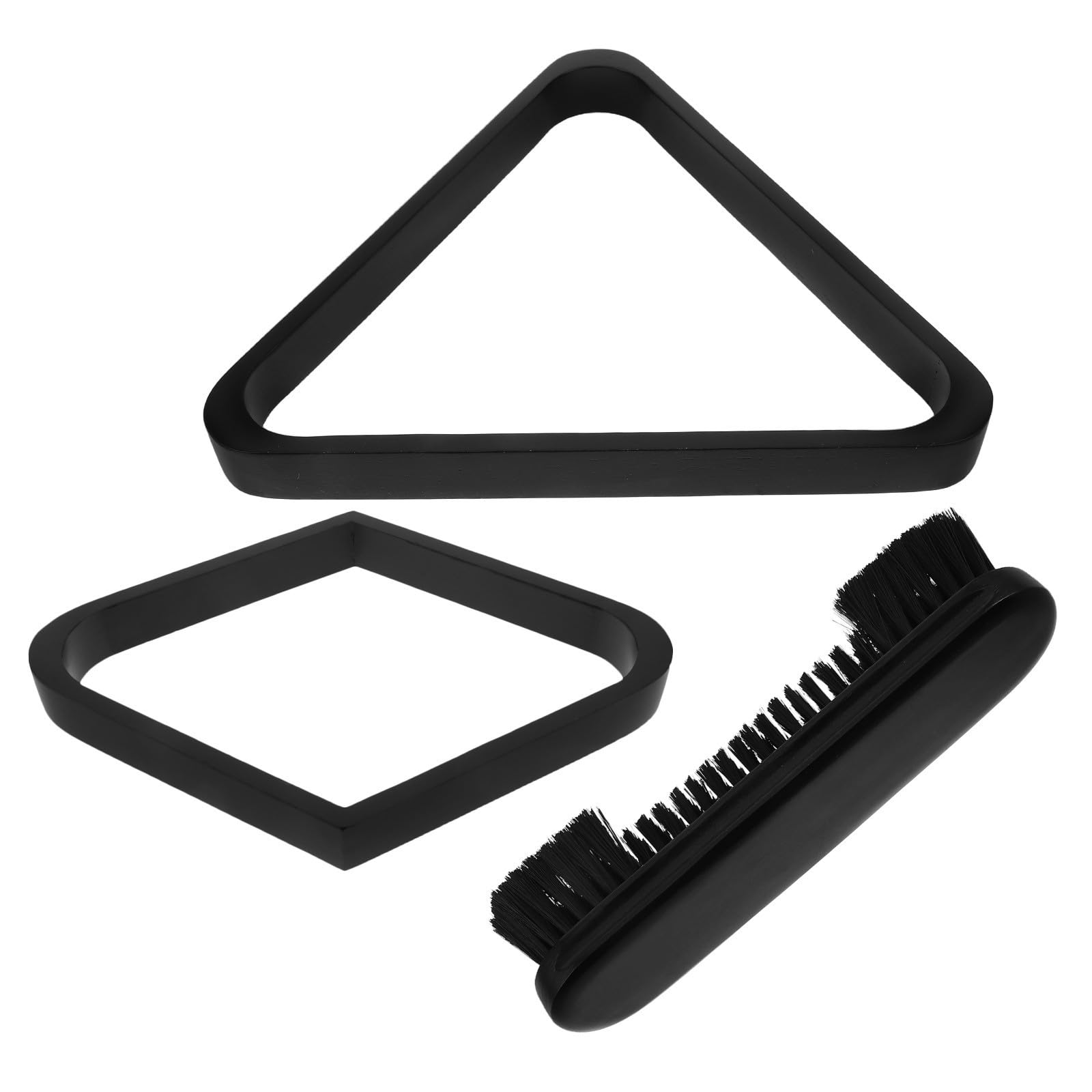 INOOMP Set de Râteliers de Billard en Bois Comprenant Triangle et Cadre, Brosse de Table et Facile à Nettoyer, pour Billard la Maison et Rassemblements