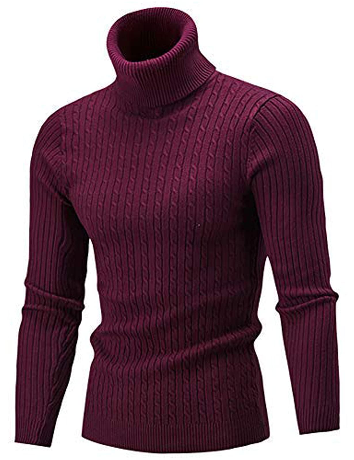 AIDEAONE Maglione Dolcevita da Uomo Maglione Casual a Costine Slim Fit a Maglia Collo Alto Pullover Dolcevita