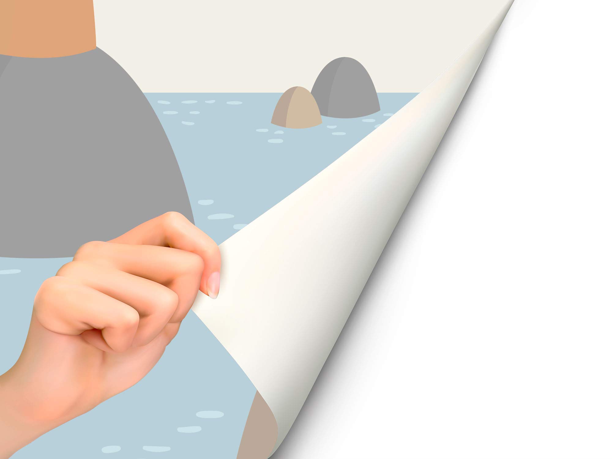 Oedim Fotomurale per bambini, in vinile, per parete, per mare, faro e barca, decorazione da parete, 500 x 300 cm