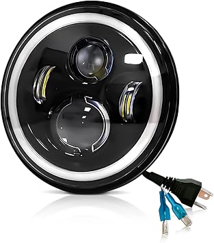 Round 4LED 7 Inch Lamps Head 12V-36V Lantern Hight/Low Beam Angle Eyes Wrangler 45W Accessoire Voiture Driving Car Fog Work Light Motorcycle LED White