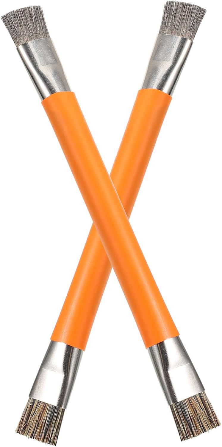 ULTECHNOVO 6pcs Static Motherboard Cleaning Brush for Mobile Phones ESD Safe Dual- Detail Brush Orange for Electronics Maintenance and Circuit Board Care