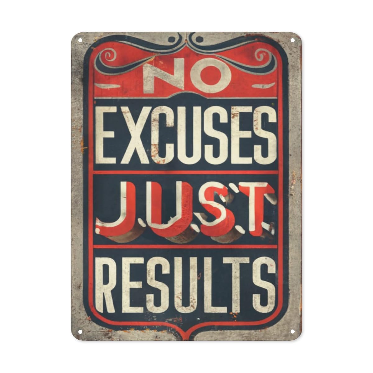 peiyeety No Excuses Just Results Tin Sign Weightlifting Signs for Home Gym Man Poster Decor Fitness Man Metal Signs Poster Sport Posters Home Art for Men Decor Sign 8x12inch