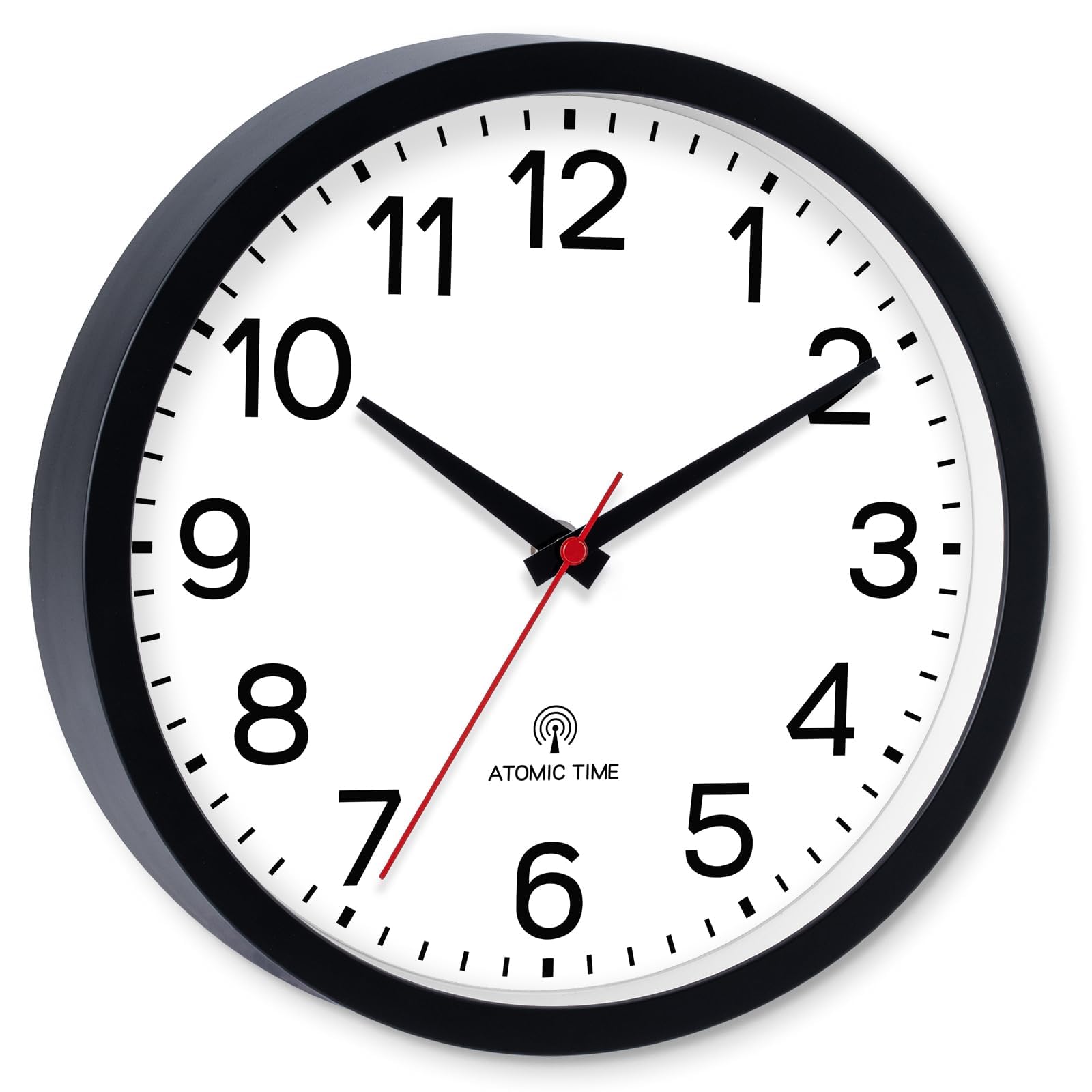 AKCISOT Atomic 14 Inch Wall Clock Analog Clocks for Indoor Kitchen, Battery Operated Clock for Bedroom Office Classroom Living Room(Black)