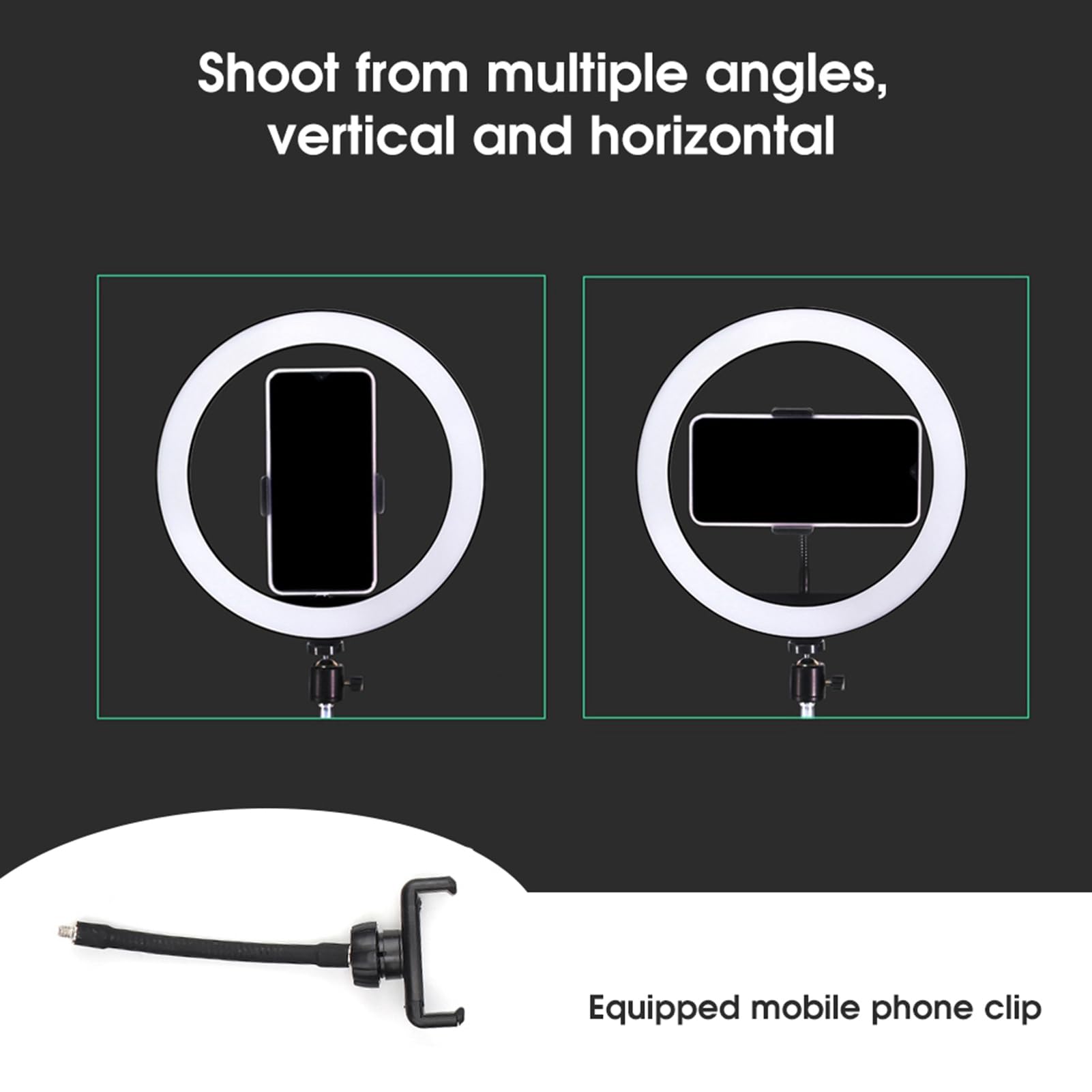 Anello Luminoso a LED per Selfie con Treppiedi e Supporto per Telefono Anello Luminoso a LED Dimmerabile da 10 Pollici Luce di Riempimento per Trucco Video Studio
