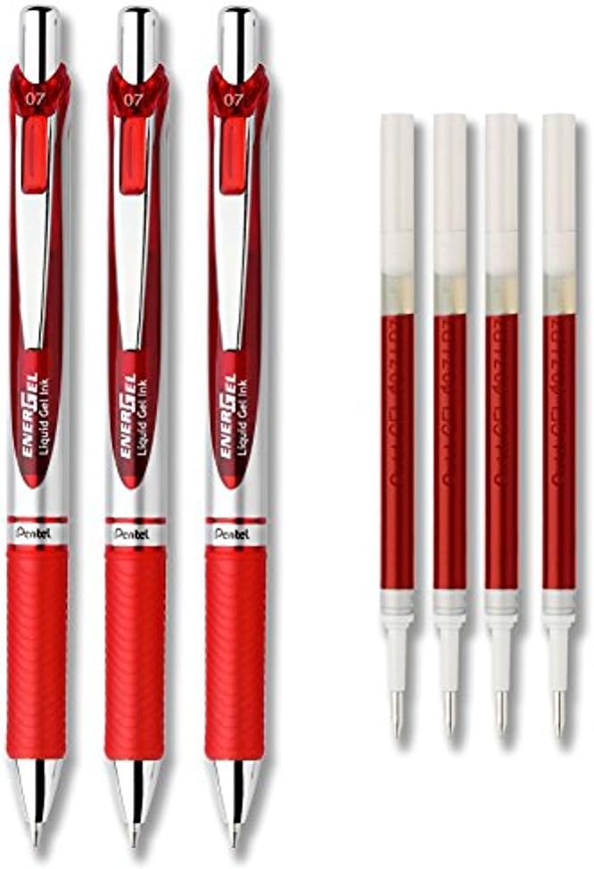 Bolígrafo Pentel EnerGel Deluxe RTX Tinta Gel Líquida Rojo 0.7mm Pack 3 miniatura 1