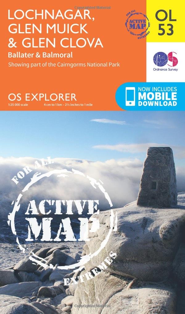 Lochnagar, Glen Muick & Glen Clova Map | Weatherproof | Ballater & Balmoral | Ordnance Survey | OS Explorer Active Map OL53 | Scotland | Walks | Hiking | Maps | Adventure (OS Explorer Map Active): 53