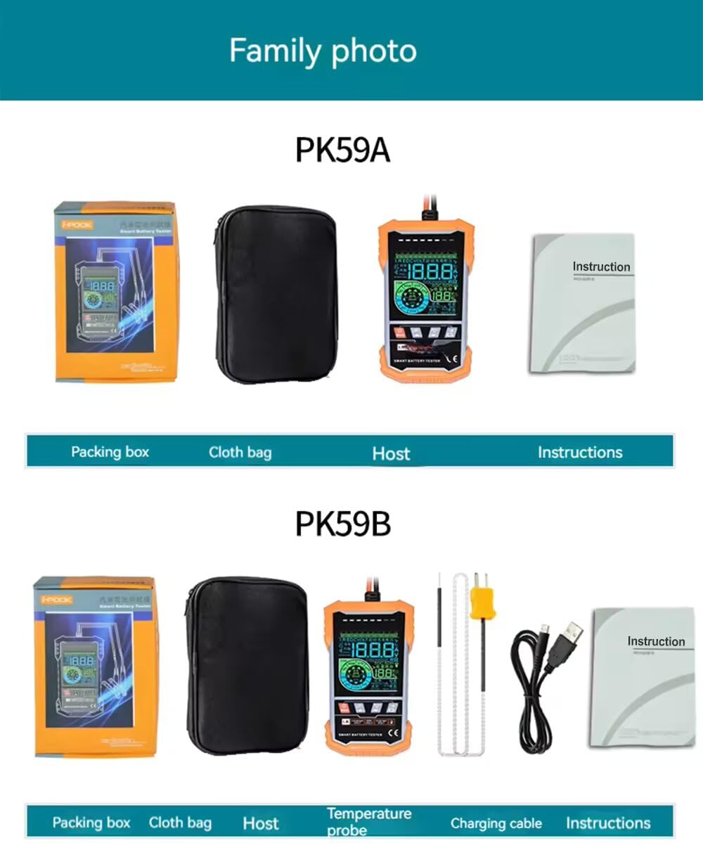 i-POOK PK59A/B Factory Direct 12V / 24V Batteria CCA Analizzatore Digitale Tester Batteria Automobile Smart Batteria Tester Smart Batteria (PK59A)