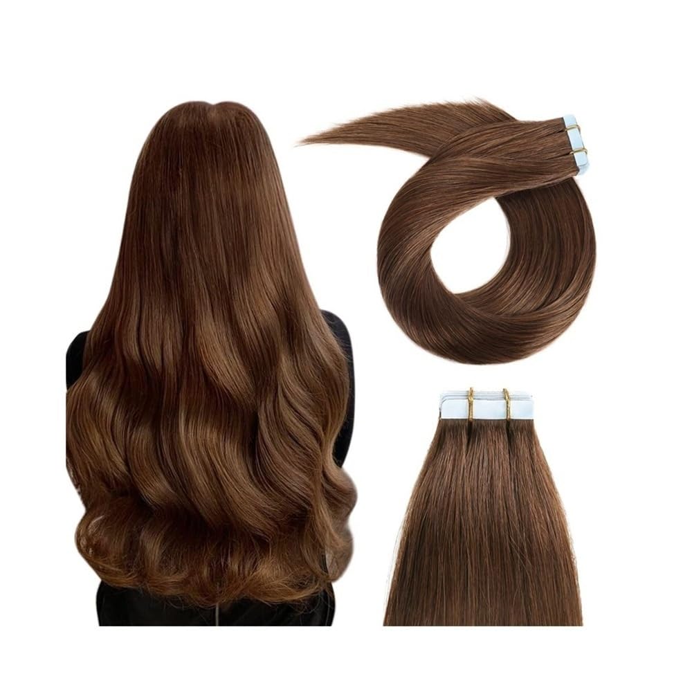 Przedłużanie włosów Przedłużanie włosów prostych dla kobiet, 20 szt./50 g, dwustronna, niewidoczna peruka z klejem(Brown,18 inch)