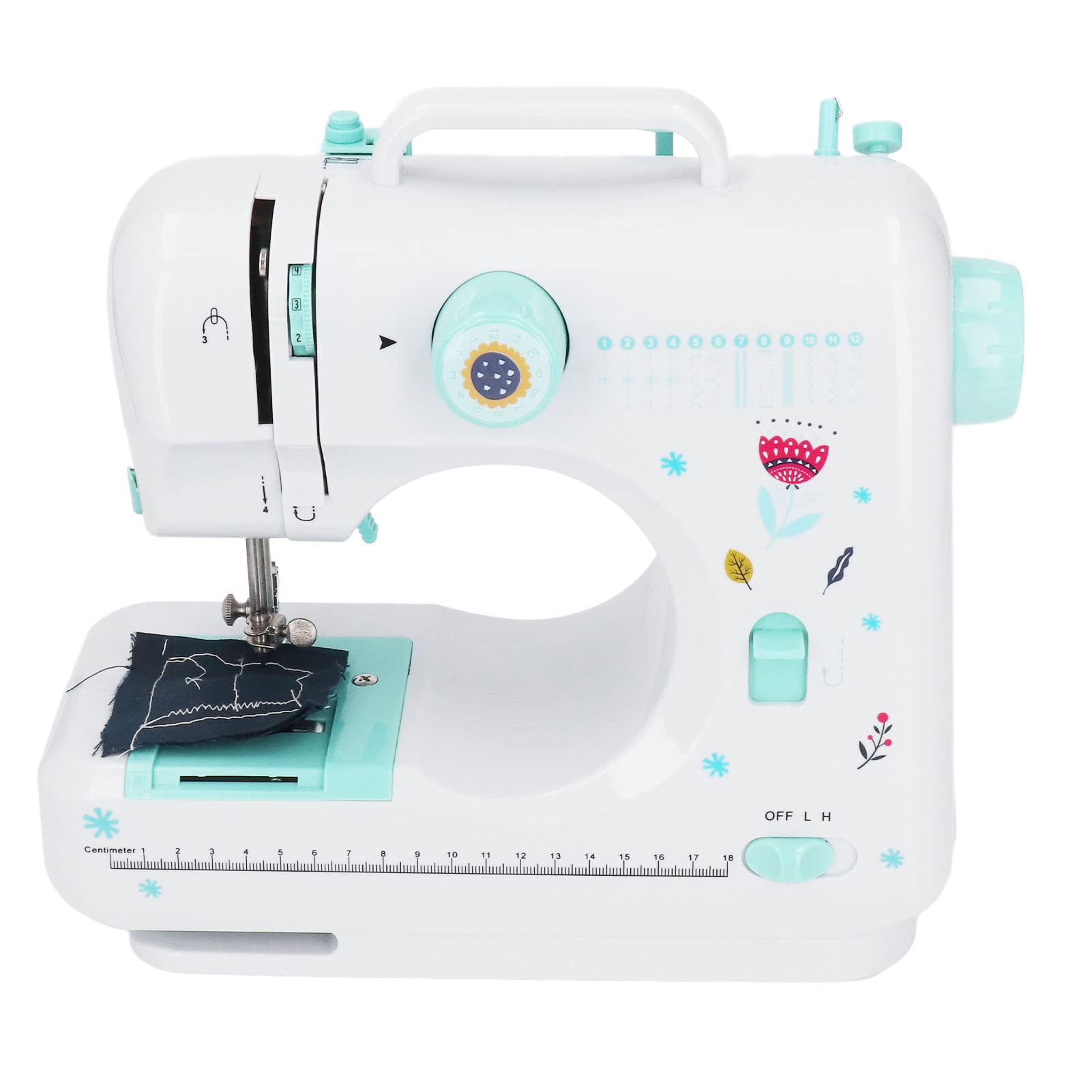 Mini Sewing Machine, 12 Stitches Sewing Machine Speed Adjustable Horizontal Hook Structure Embroidery Machine with Threader Foot Pedal Electric Sewing Machine for Beginners (100‑240V)(#1)