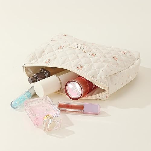 Miniatura 3 de Organizador de maquillaje estilo vintage de viaje neceser rojo rejilla pana con asa, O-cdcb b-punto blanco