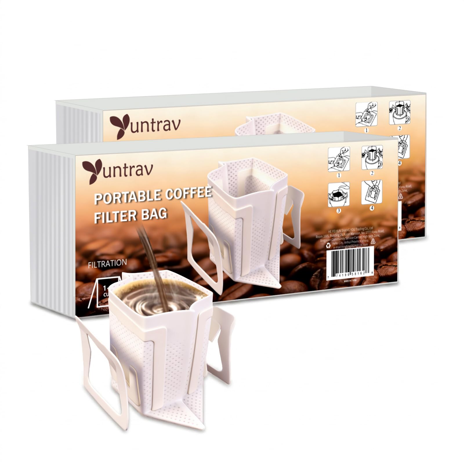 Portable Coffee Filter Paper Bag Hanging Ear Drip Coffee Bag Single Serve Disposable Drip Coffee Filter Bag Perfect for Travel, Camping, Home, Office (80) — image 1