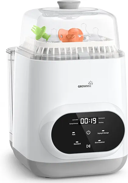Grownsy EaseClean Bottle Washer Pro | All-in-One Bottle Washer and Sterilizer and Dryer | Baby Bottle Washer for Bottles, Pump Parts & Baby Essentials | Replaces Hand Washing White