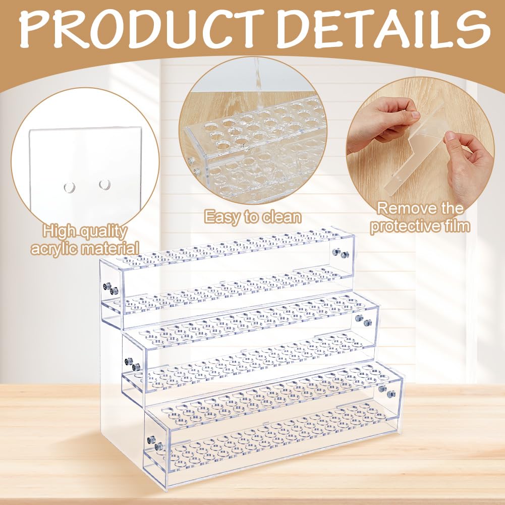 WEBEEDY 144 Slots Stifte Display Ständer 3 Stufen Acryl Stiftehalter Clear Display Rack Für Stifte Makeup Pinsel Craft Shows Schreibwaren Organizer Ständer Für Die Heimdekoration 28x15x19.3cm