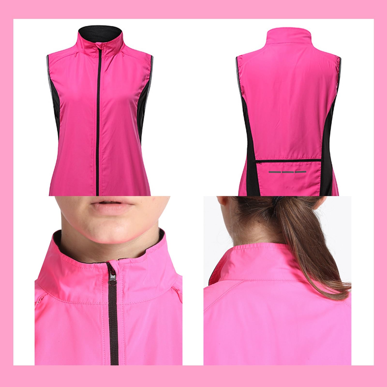 Gilet Da Ciclismo Da Donna, Ripiegabile, Antivento Con Fascia Riflettente Per Corsa, Ciclismo E Arrampicata