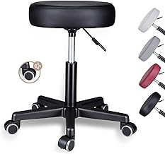 Zedelmaier Roller Stool, Office Stool, Height-Adjustable, 360° Rotating Work Stool with Wheels and 10 cm Padding, Seat Height 46-60 cm, Maximum Load 130 kg, Hairdressing Stool, Cosmetic Stool (Black)