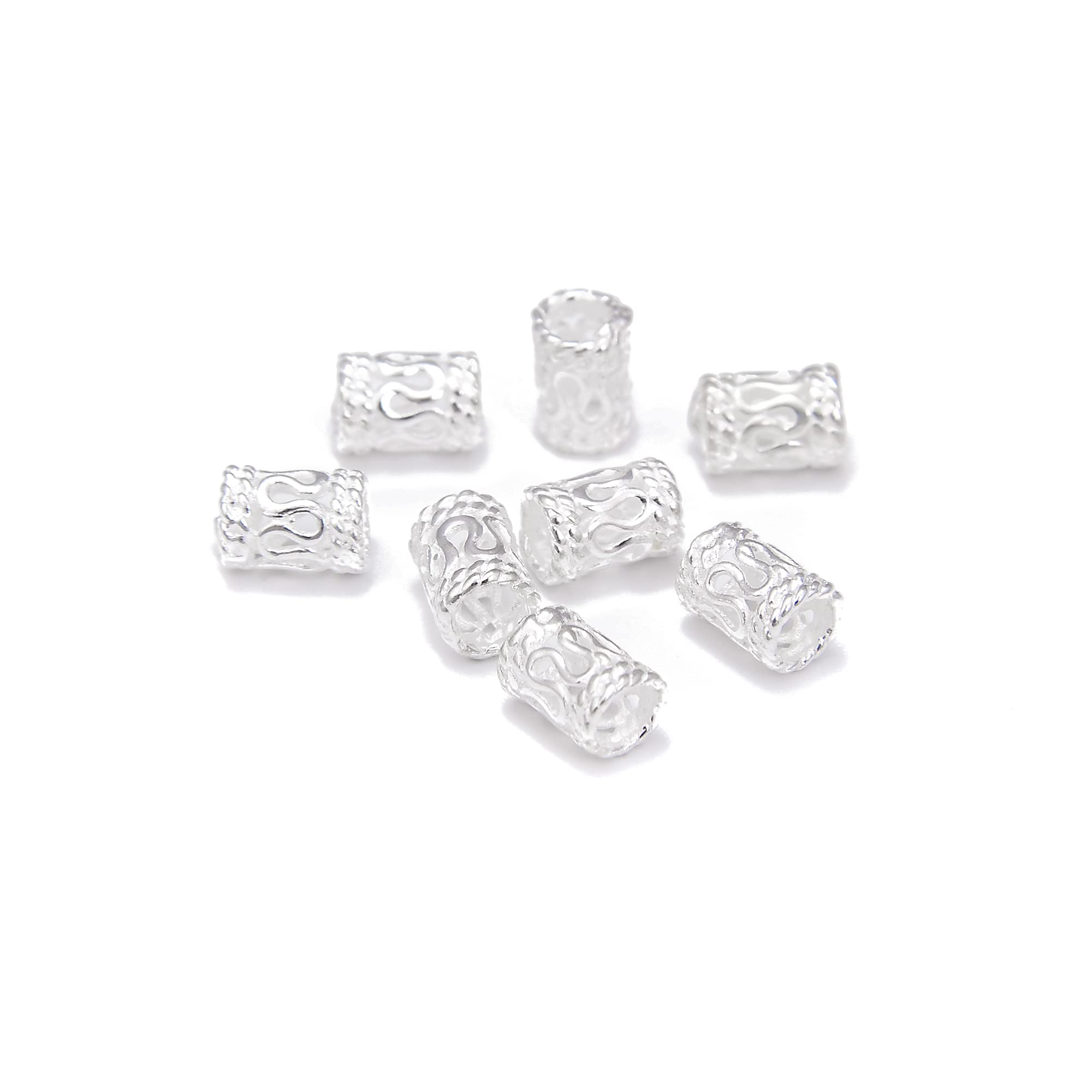JM DesignSterling Silver Cylinder Beads Size 3.6x5mm, 16pcs per Bag for Jewelry Making
