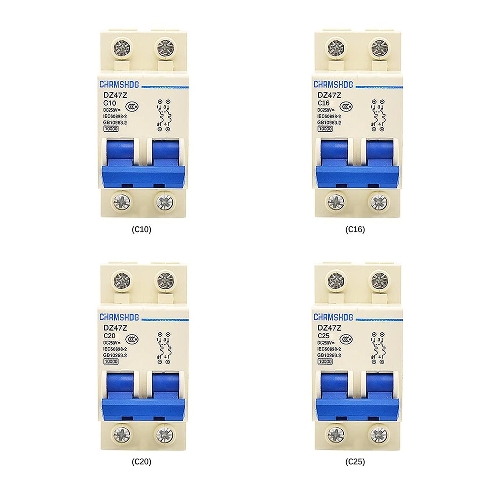 IEUMJNAT Circuit Breaker DZ47Z-63/2P 10A 16A 20A 25A Photovoltaic DC Overload Protection Air Switch Miniature Leakage(20A)