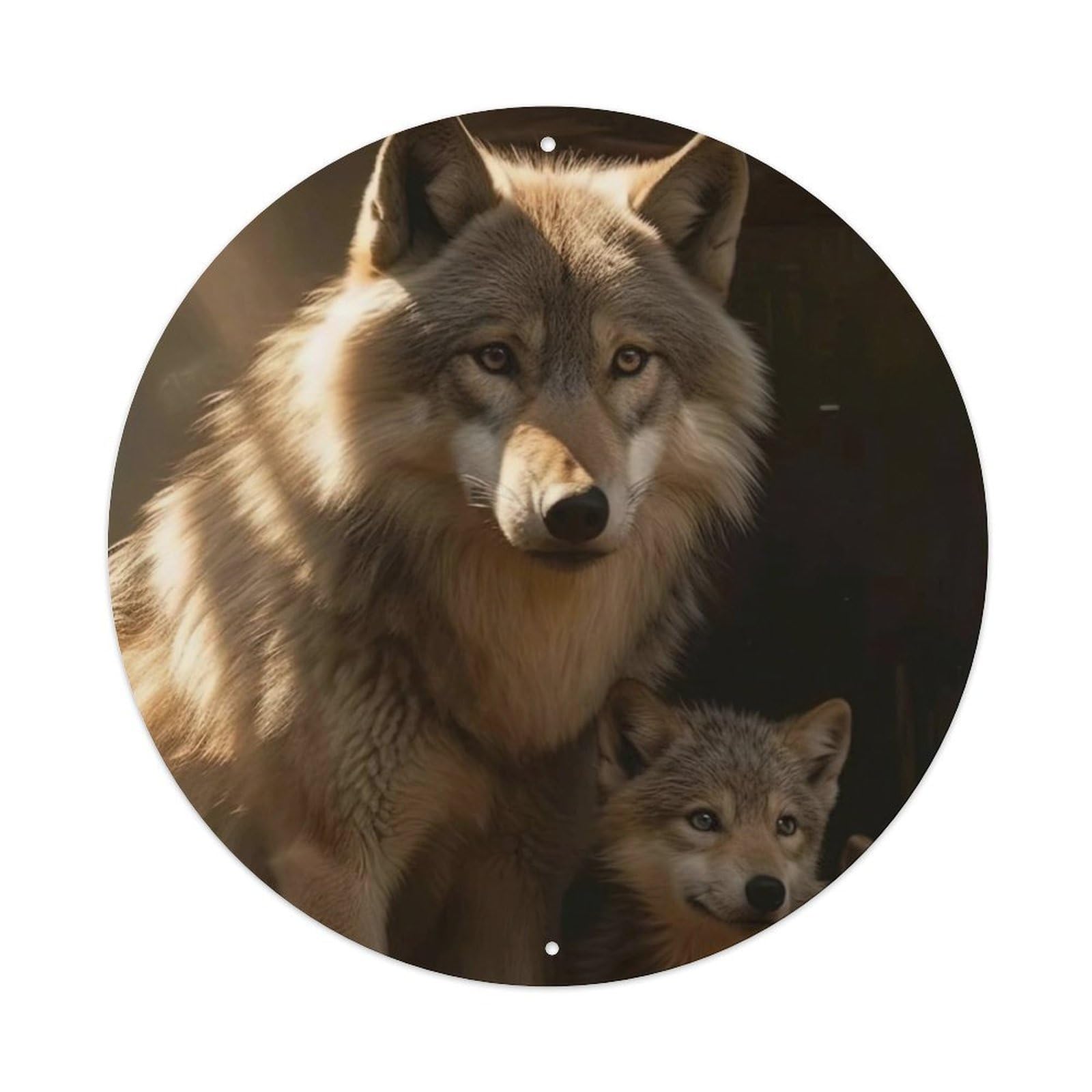 Animal Wolf And Its Cubs Artwork Metal Tin Sign