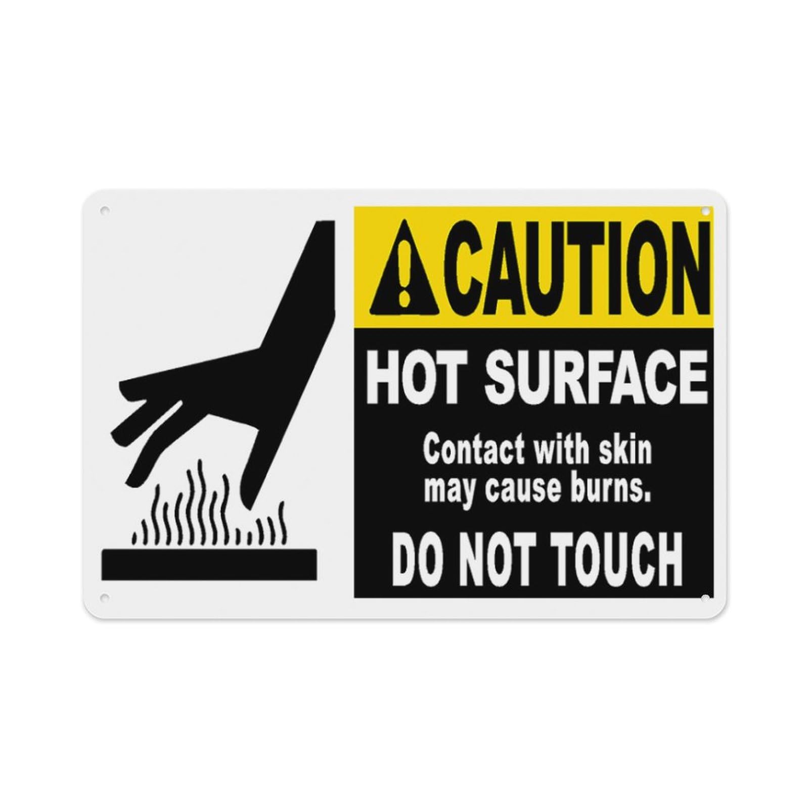 Peiyeety A10 Caution Hot Surface. Burn Hazard. Dotouch Decal Multi Aluminum Tin Warning Signs For Home Outdoor Garden 12X16 Inches