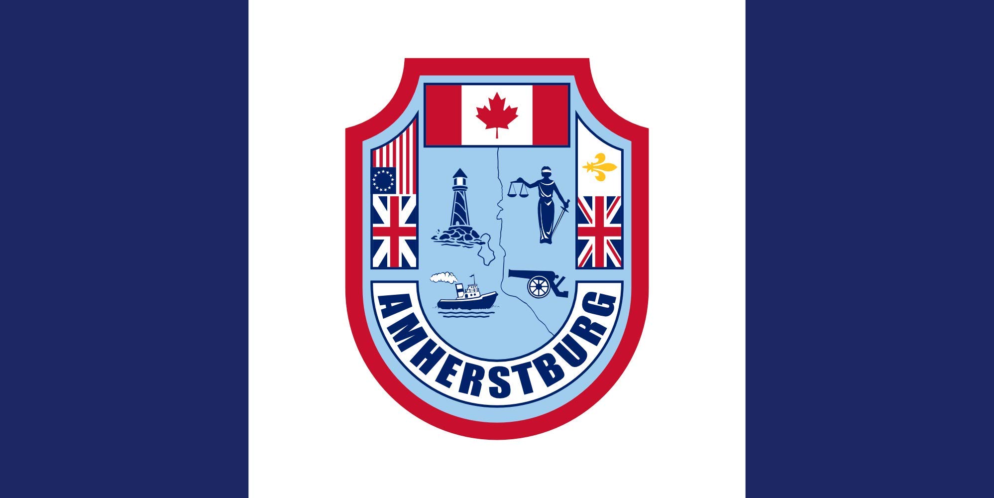 Drapeau Large Amherstburg Canada en textile premium de la ville d'Amherstburg Ontario
